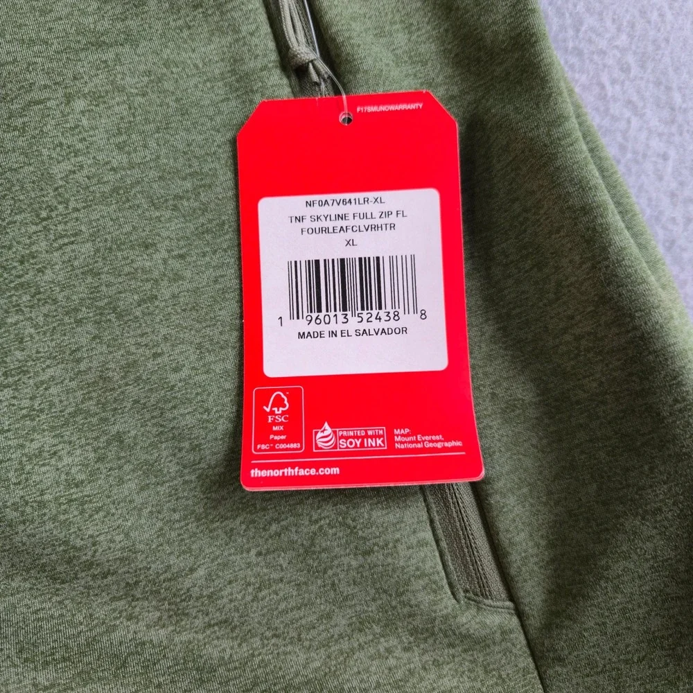 The North Face Skyline Full Zip Fleece Jacket Mens XL Green NF0A7V641LR Stretch